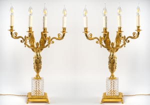 Paire de candélabres à 4 bras de lumières. XIXème siècle.|Paire de candélabres à 4 bras de lumières. XIXème siècle.||||||||||