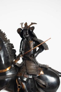 Important Bronze Sculpture, Samurai, Japan, 1925, Onyx Base, Removable