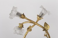 Paire de lampes Art Nouveau en bronze doré et cristal