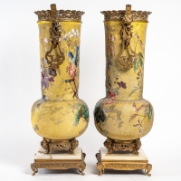 Paire en porcelaine émaillée et bronze, XIXème  siècle, Napoléon III