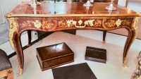 Bureau plat en marqueterie de style Louis XV, vers 1880. Réf: Charles 06
