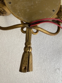 1950/70′ 2 Paires d’Appliques en Bronze Doré Avec Miroir Convexe Signées Petitot