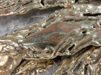 1990&#039; Applique Éclairante Tête De Cheval en Bronze Doré et Gypse Style Duval Brasseur
