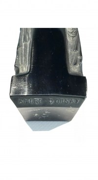 Flacon &quot;Ambre&quot; pour D&#039;Orsay verre noir patiné blanc de René LALIQUE