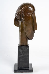 Sculpture en bronze patiné et marbre du XXème siècle