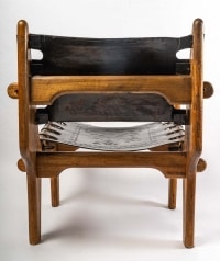 Paire de fauteuils, années 1960, teck et cuir