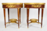 A Pair of Bouillotte Tables in Louis XVI Style.