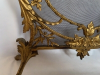1880′ Pare Etincelles N3 En Bronze Doré Aux Pots De Fleurs