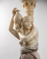 An Italian 19th Century Orientalist Alabaster Lamp Sculpture  Attributed to Gugliemo Pugi (1850-1915).