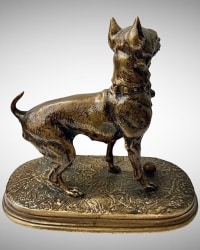 Sculpture - Chienne à La Balle Par Pierre - Jules Mène (1810 – 1879) - Bronze