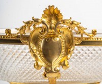 Grande coupe centre de table baccarat monture bronze en dorée style Louis XV