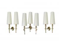 1950s Set of Three Gilded Bronze Sconces by Maison Honorée