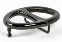 Boucle de ceinture Hermes en métal laqué noir, mat et brillant en forme de fer à cheval