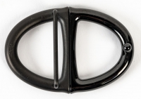 Boucle de ceinture Hermes en métal laqué noir, mat et brillant en forme de fer à cheval