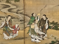 Paravent Japonais à 6 panneaux par Kano Tanshin (1653-1718)