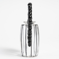Flacon Tiare &quot;Bouchon Cassis&quot; verre blanc émaillé noir et verre noir de René LALIQUE