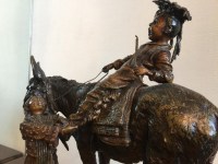 Bronze à patine dorée de CARL KAUBA, &quot;âne et enfants&quot; sur son socle de pierre. Ref: 334