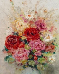 HERVE Jules René Peinture 20è Siècle Bouquet De Fleurs Huile Sur Toile Signée