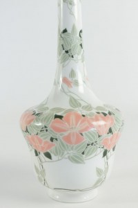 Vase col cigogne en porcelaine de Sèvres - céramique art nouveau