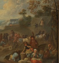 Campement de cavaliers, paire de tableaux, fin XVIII ème siècle