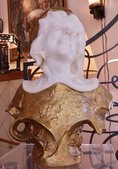 Sculpture Sarah Bernhardt de Gaston BERTHOUD (fondeur pinedo) en bronze et marbre de Carrare|||||||||