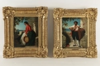 Dominique Louis Papety (1815 - 1849): Paire de portraits représentant un couple de Napolitains