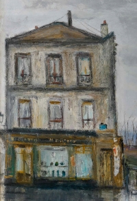Serge Belloni Le peintre de Paris (1925-2005) La Rue Piat  huile sur toile vers 1960
