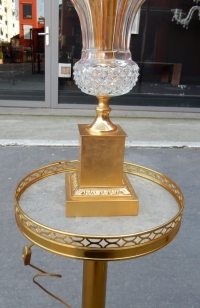 1950-70′ Paire de Lampes Vases Medicis en Cristal et Bronze Style Maison Charles
