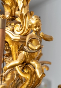 Lustre en bronze doré, XIXème siècle