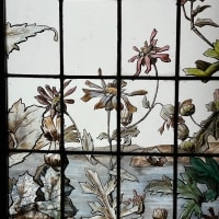 Série de 4 vitraux aux dahlias
