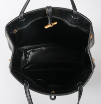 Sac à Main Vintage, Longchamp, Cuir Noir, XXème siècle.