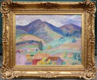 DETROY Léon Paysage de Provence, le Mas dans la montagne Huile sur toile signée