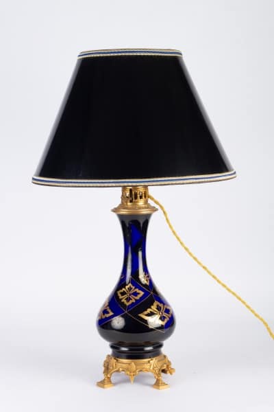Paire de Lampes bleues et or Napoléon III||||||||||