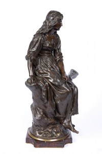 A French Late 19th Century Bronze &quot;La Joueuse à La Mandoline&quot; by Paul Eugène Mengin (1853-1937)