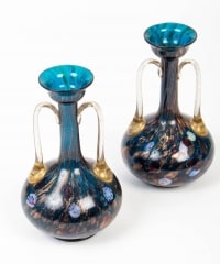 1 paire de vases Venise (Murano) à  millefiori et adventurine (Salviati) 1870