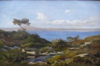LANSYER Emmanuel Peinture 19ème Siècle Paysage de Méditerranée Huile sur toile signée et datée