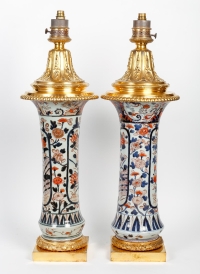 Paire de Vases en Porcelaine montés en Lampes par Gagneau Paris XIXème Siècle