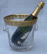 1970′ Seau à Champagne Cristal Signé St Louis Decors Dorés Modéle Thistle