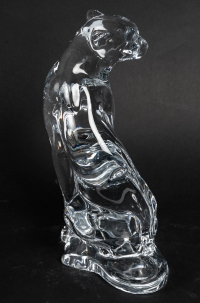 Sculpture en cristal de Baccarat &quot;Guépard aux Aguets&quot;