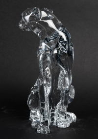 Sculpture en cristal de Baccarat &quot;Guépard aux Aguets&quot;