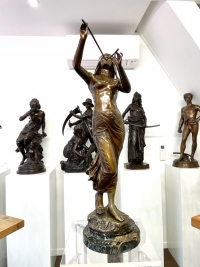 Sculpture - La Muse Des Bois , Edouard Drouot - Bronze