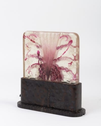 Veilleuse « Algues » pâte de verre bullée transparente, violette et rose de Gabriel ARGY-ROUSSEAU|||||||||
