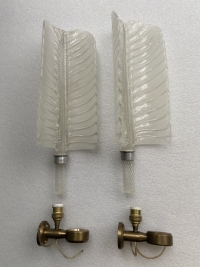 1950/70 Paire d’appliques Style BAROVIER &amp; TOSO Ou Véronèse Pour Arbus en Cristal de Murano