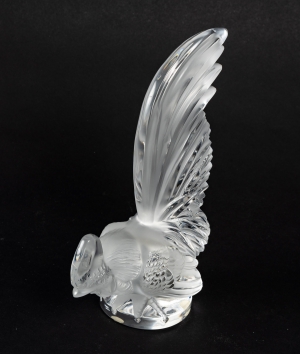 Lalique France  Sculpture En Cristal  &quot;Coq Nain&quot;||||||||