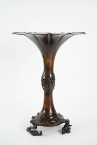 Grand vase japonais en bronze - Signé Hidemitsu