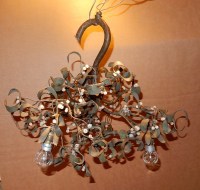 1900′ Lustre Boule de Gui en Bronze Art Nouveau à 3 Lampes Diamètre 50 cm (RESERVE)