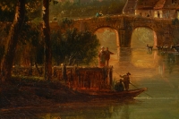 Henri François Perret La pêche à l’écrevisse huile sur toile vers 1860
