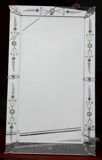 1950&#039; Miroir Venise A Fleurs 139  X 79 cm