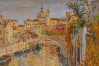 Serge Belloni (1925-2005) - Venise ses Canaux et ses Ponts huile sur toile datée 1978