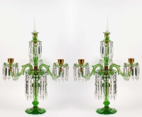 Paire de chandeliers en cristal de Bohème fin XIXème siècle